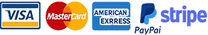 Visa, Mastercard, American Express, PayPal and Paystack